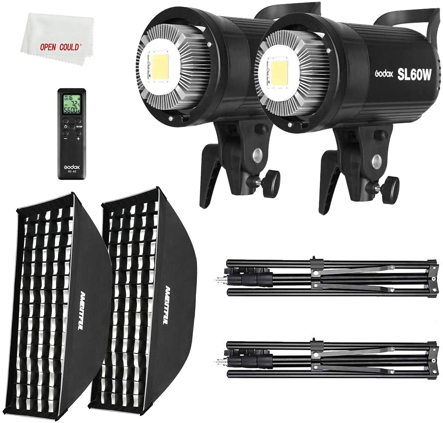GODOX SL-60W 2x 60W LED Video Light + Ambitful 60 x 90 cm Softbox